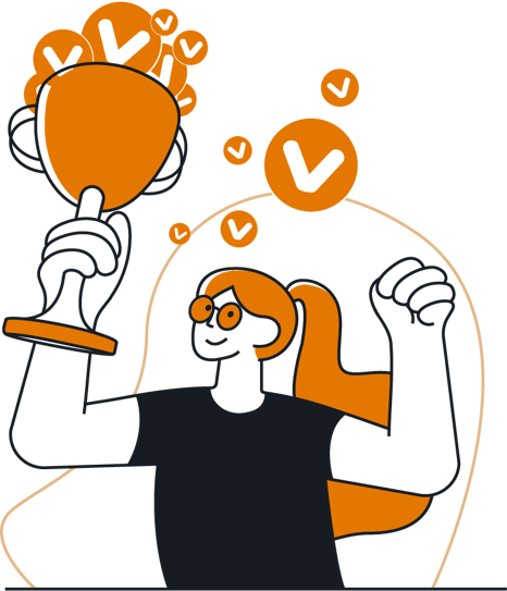 Eduhouse customized Customized Eduhouse_Success, Social media - achievement, woman, trophy, award, reward, win, competition