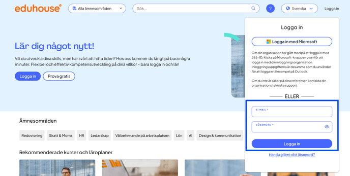 Logga in med användarnamn SWE KB