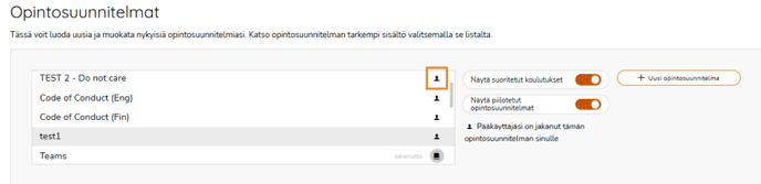 opintosuunnitelmalista